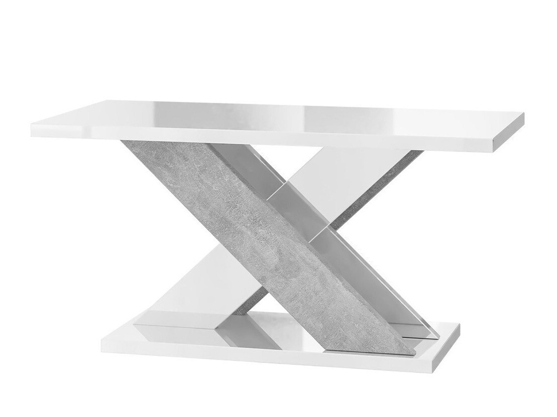 Table basse Goodyear 116 (Blanc brillant + Béton)