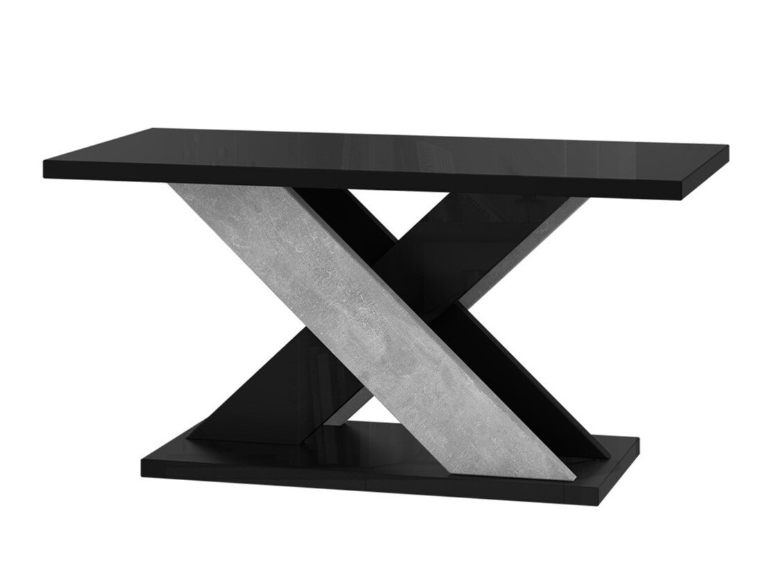 Table basse Goodyear 116 (Noir brillant + Béton)