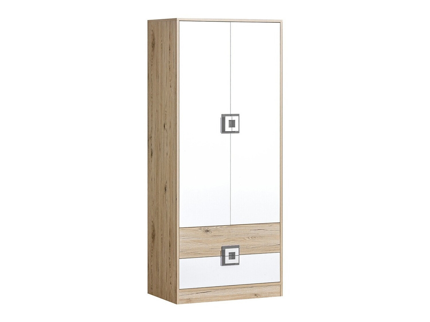 Armoire Balvire 102 (Chêne clair + Blanc + Gris)
