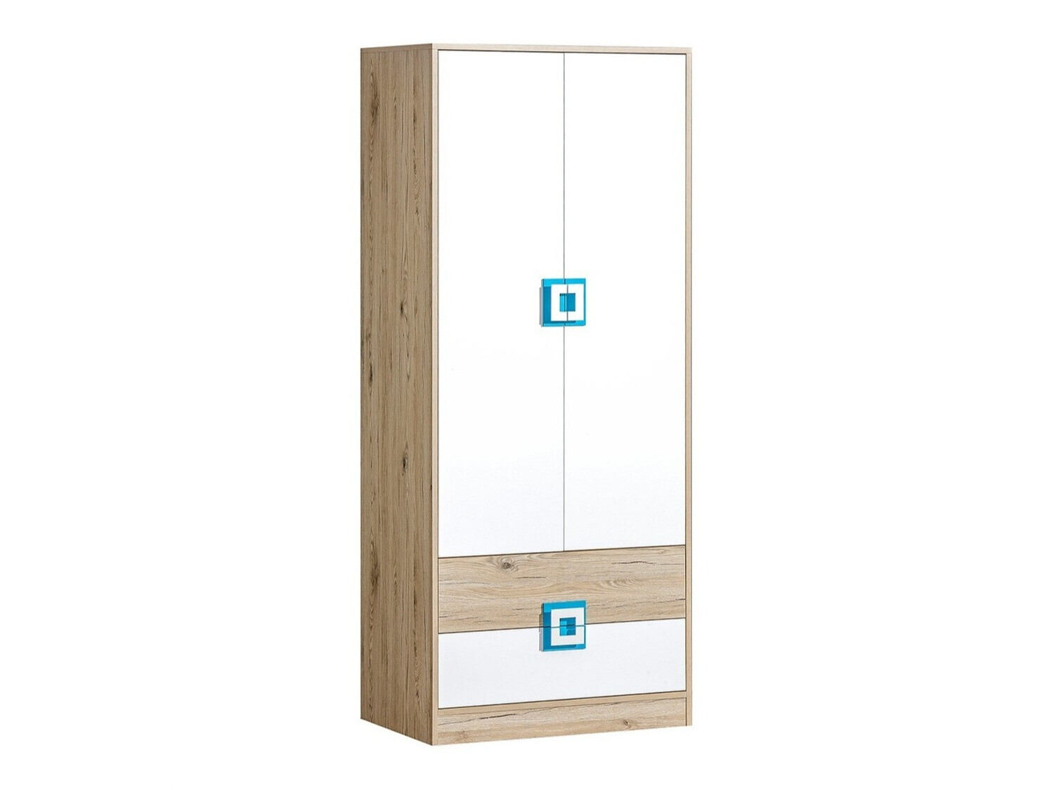 Armoire Balvire 102 (Chêne clair + Blanc + Turquoise)