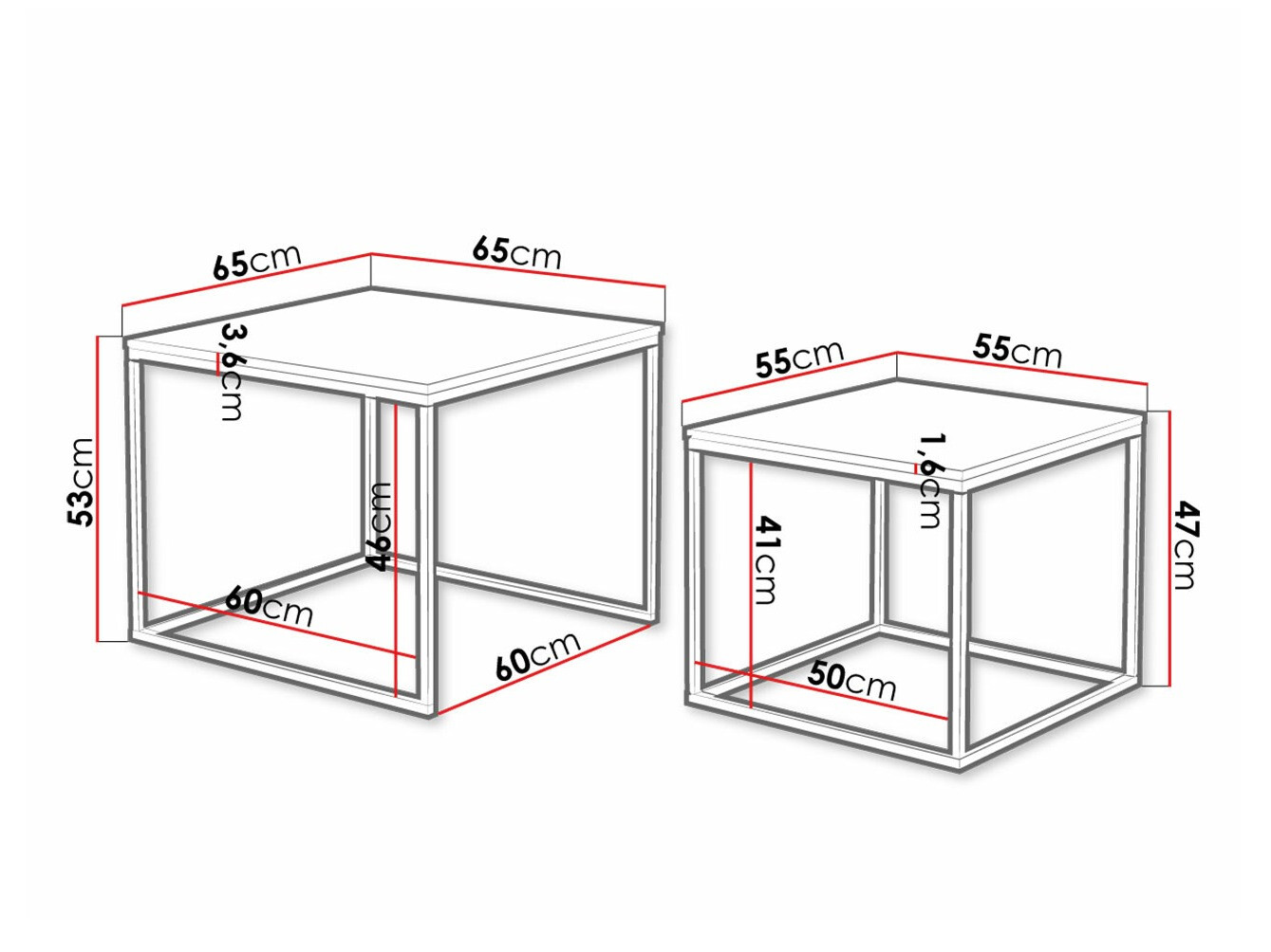 Ensemble tables basses Providence T103 (Noir + Marbre blanc)