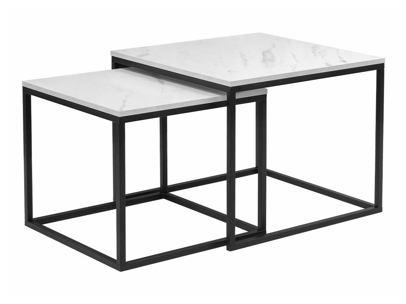 Ensemble tables basses Providence T103 (Noir + Marbre blanc)