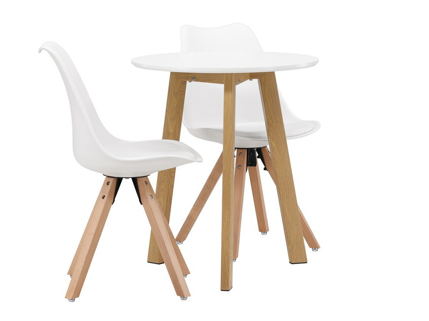 Salle à manger complète Dallas 3781 (Blanc + Brun clair)