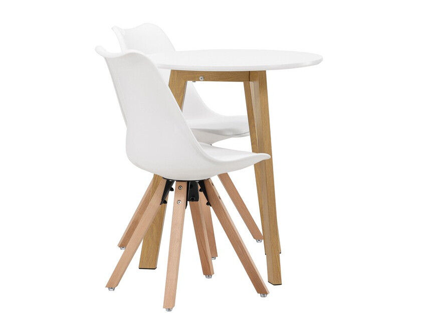Salle à manger complète Dallas 3781 (Blanc + Brun clair)