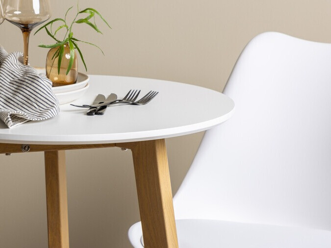 Salle à manger complète Dallas 3781 (Blanc + Brun clair)