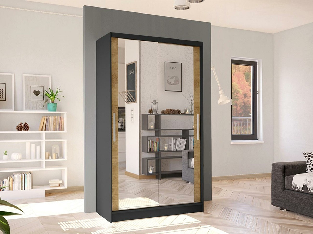 Armoire Closico Structor VII (Noir + Chêne Artisan)