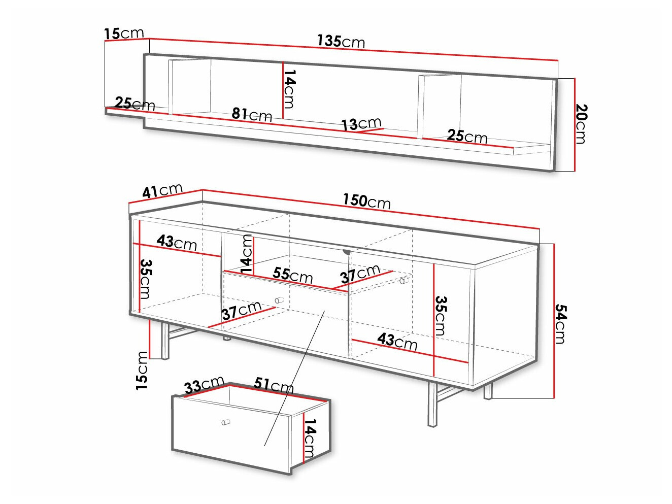 Ensemble de meubles Providence 184 (Marbre noir)