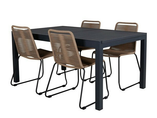 Ensemble table et chaises Dallas 3783 (Brun clair + Noir)