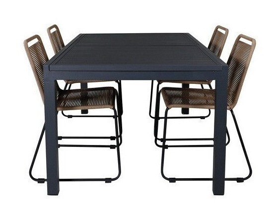 Ensemble table et chaises Dallas 3783 (Brun clair + Noir)