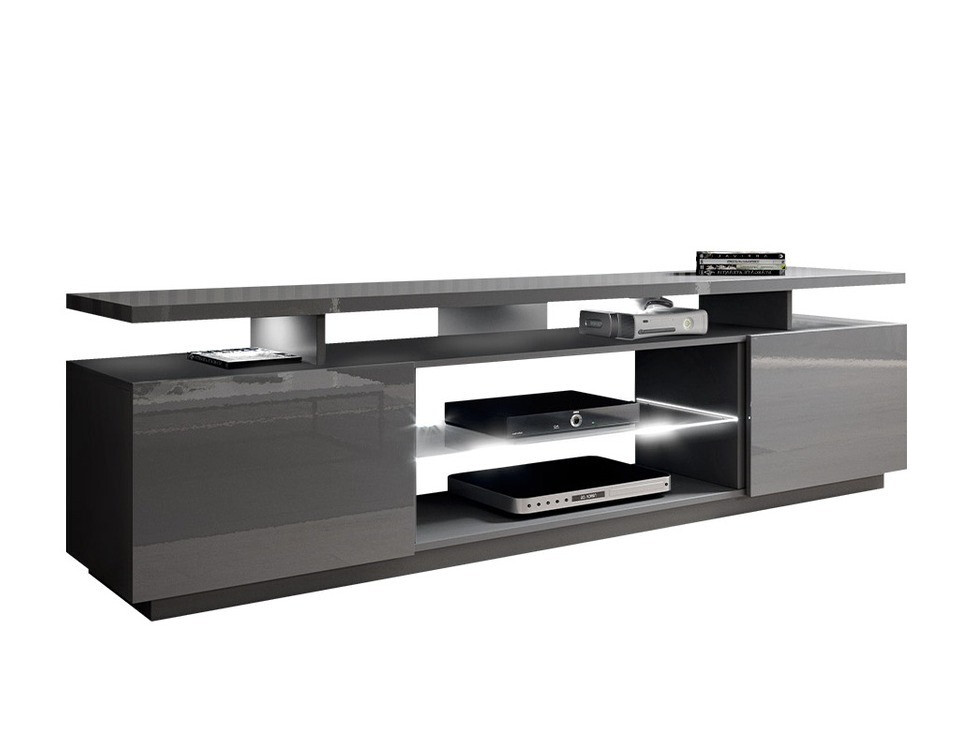 Meuble TV Figura (Gris + Gris brillant)