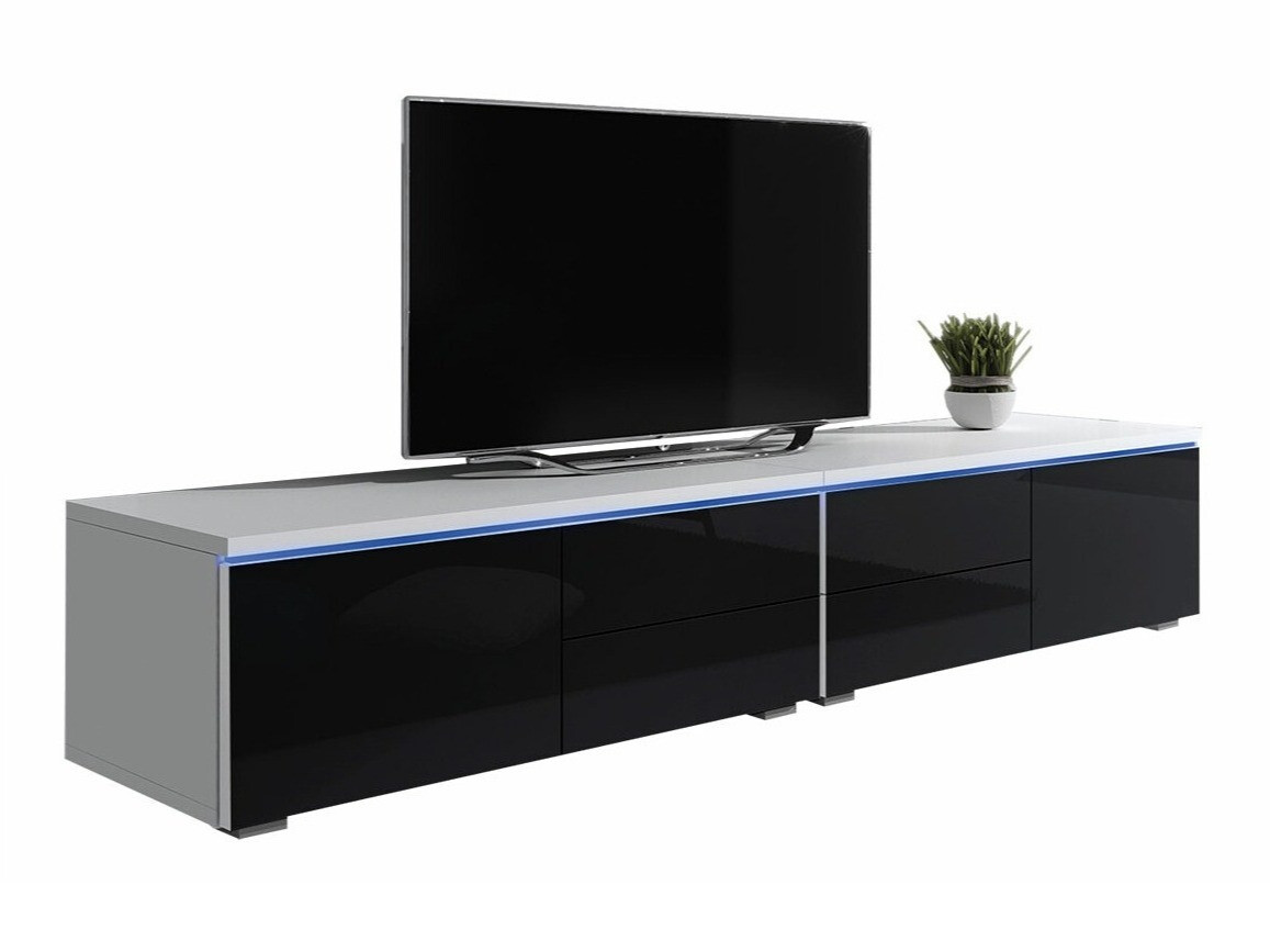 Meuble TV Hortus (Blanc + Noir brillant)