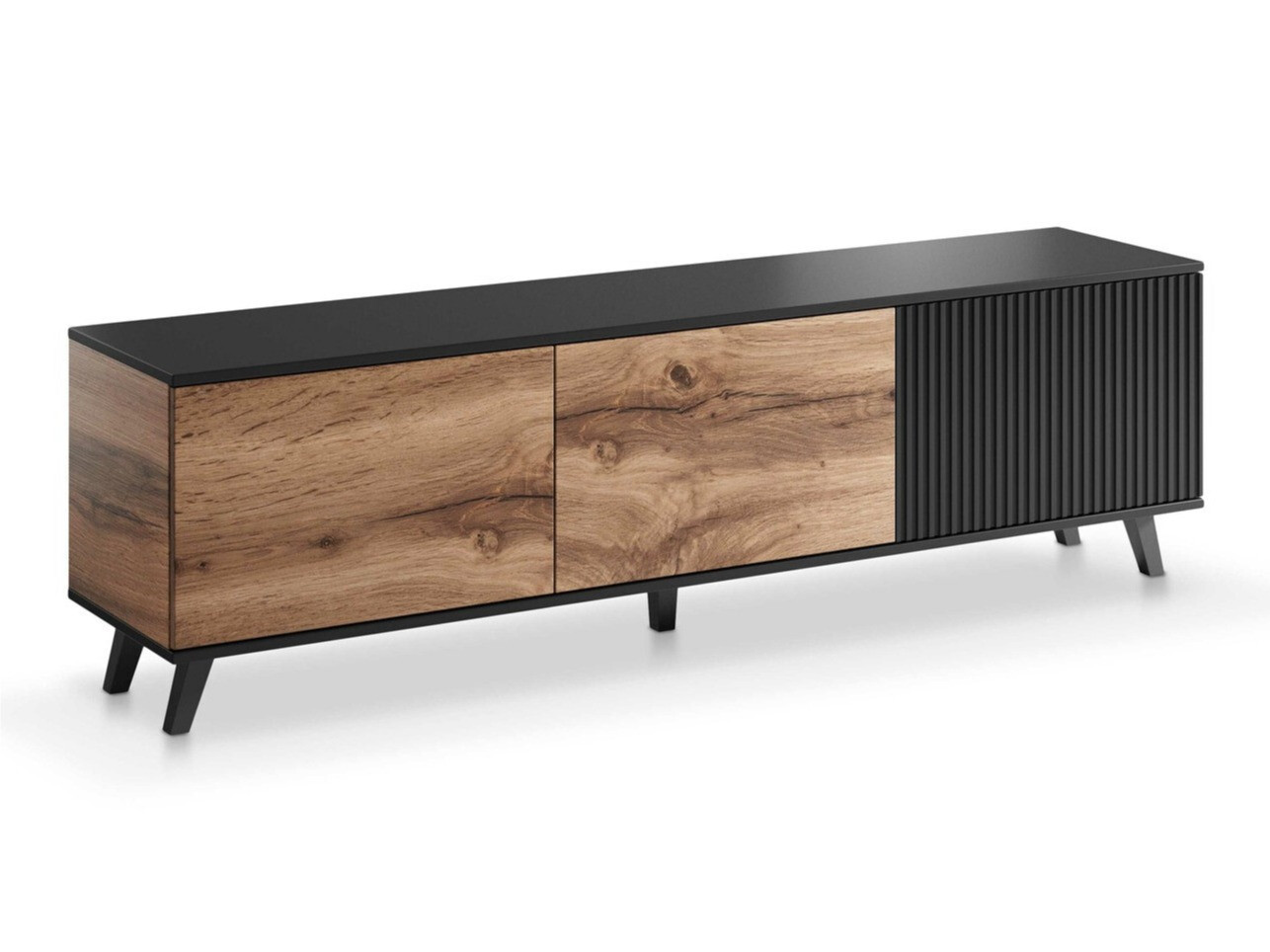 Meuble TV Luelia 115 (Noir + Chêne wotan)