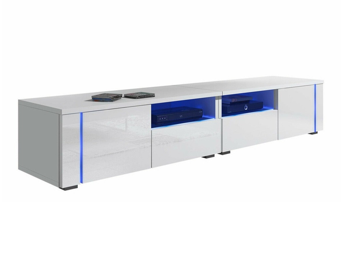 Meuble TV Nashville 127 (Blanc + Blanc brillant)