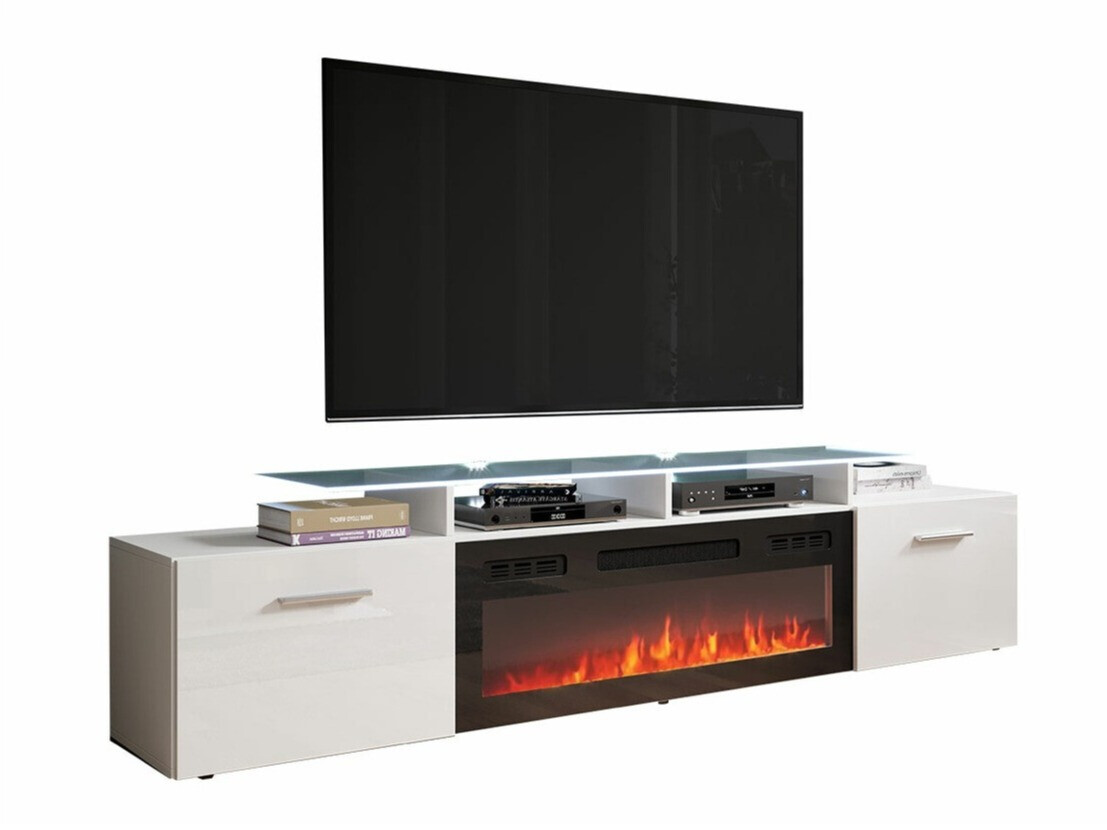 Meuble TV Numerus (Blanc + Blanc brillant)
