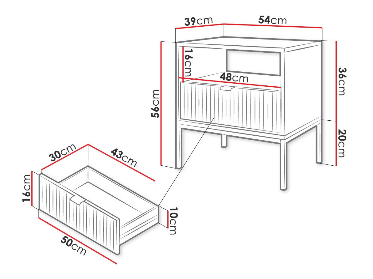 Table de chevet Lima L102 (Noir + Doré)