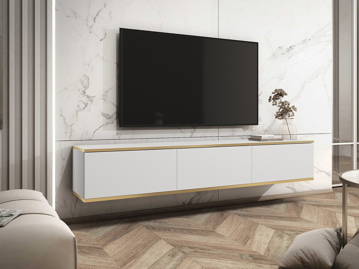 Meuble TV Princal (Blanc + Doré)
