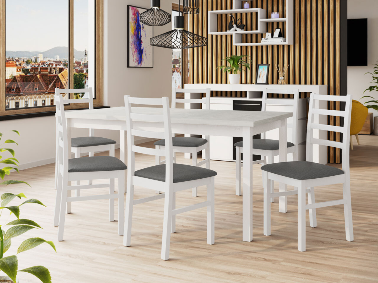 Salle à manger complète Victorville 261 (Blanc)