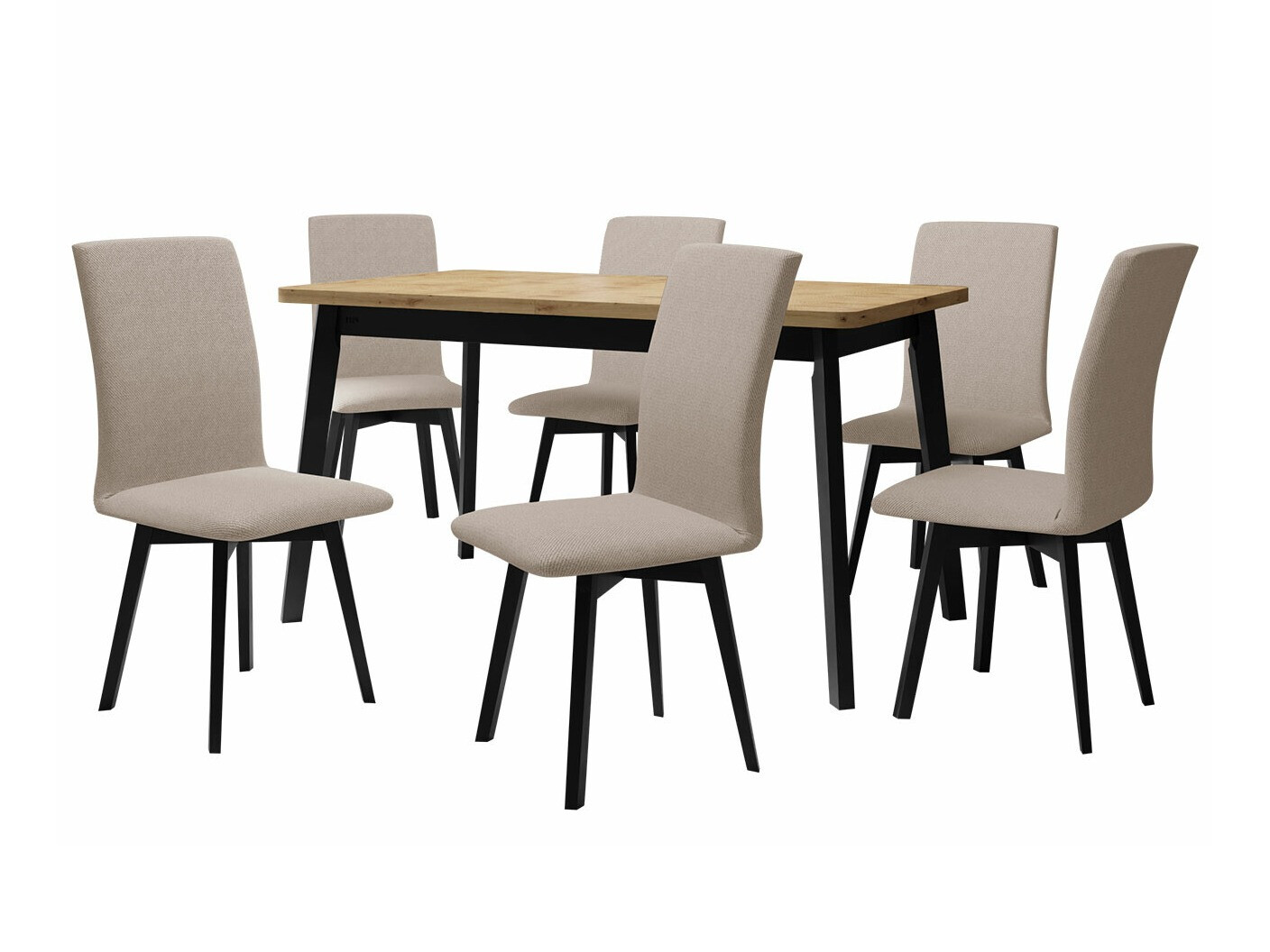 Salle à manger complète Victorville 292 (Chêne Artisan + Noir)