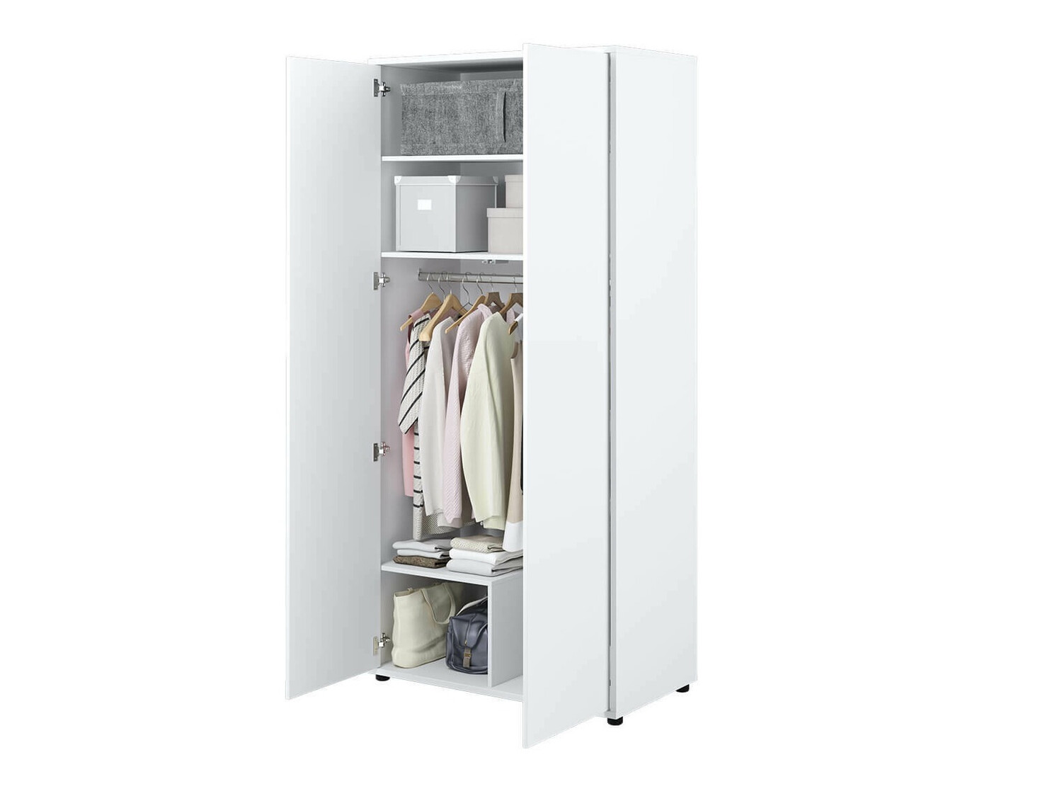 Armoire Concept Lenart (Blanc brillant + Blanc)