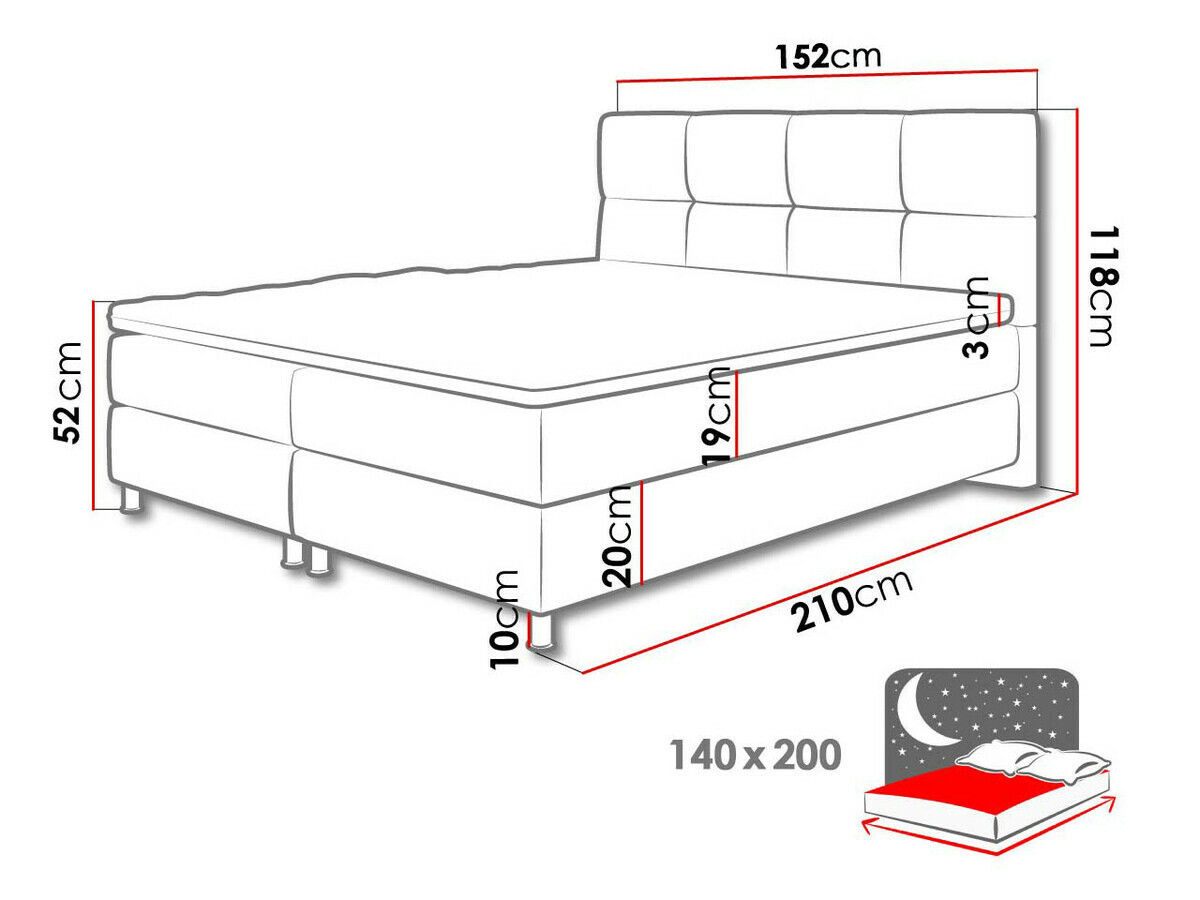 Lit boxspring ComfiDream Aelion (Sawana 80)