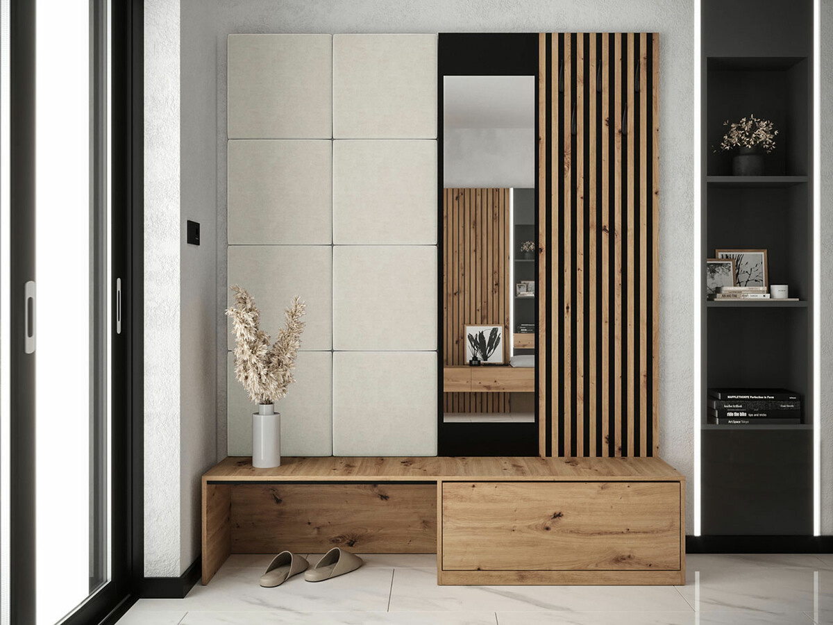 Meuble d'entrée Fabor (Chêne Artisan + Manila 02)