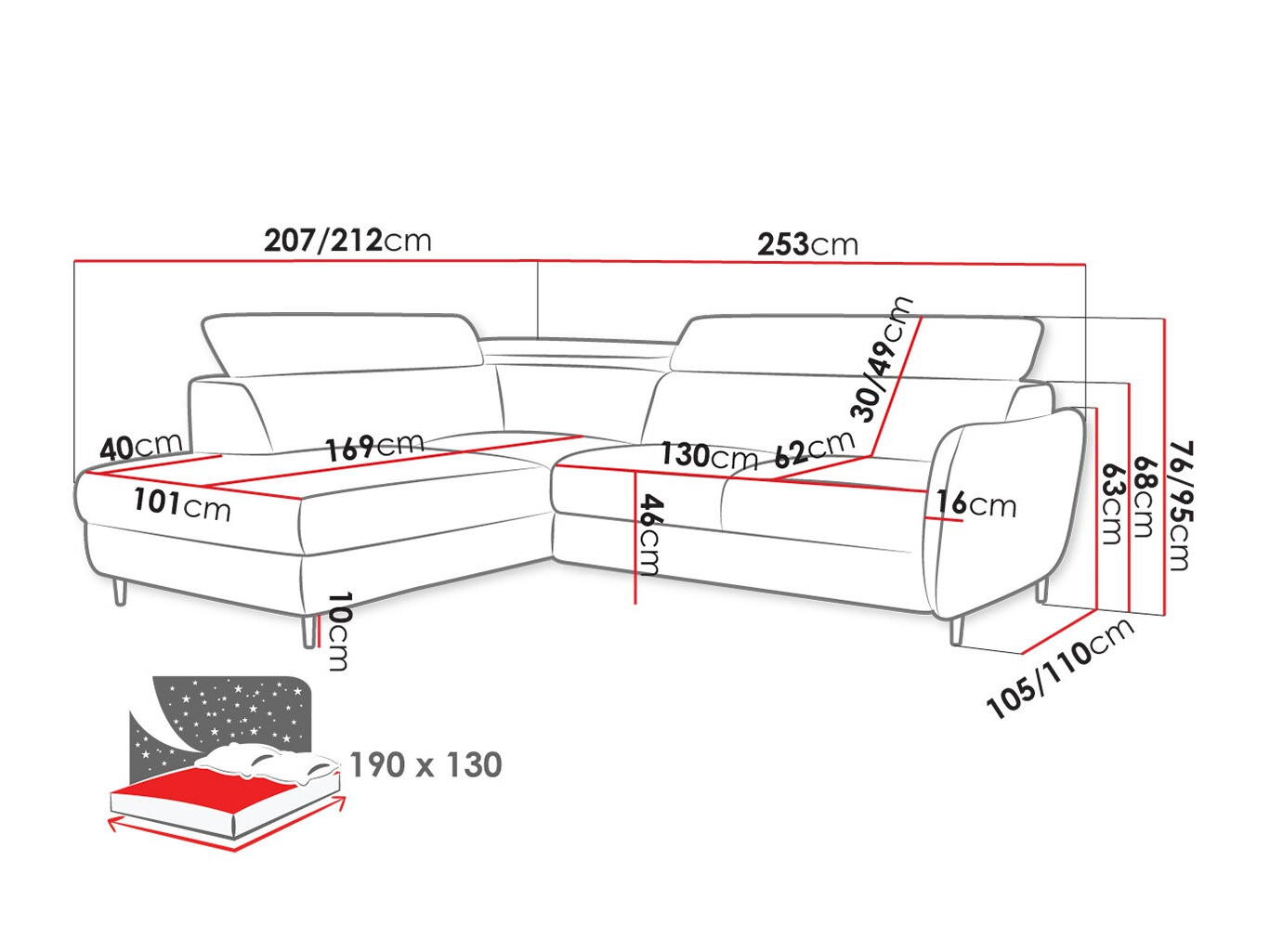 Canapé d'angle Lincoln 177 (Neve 97)