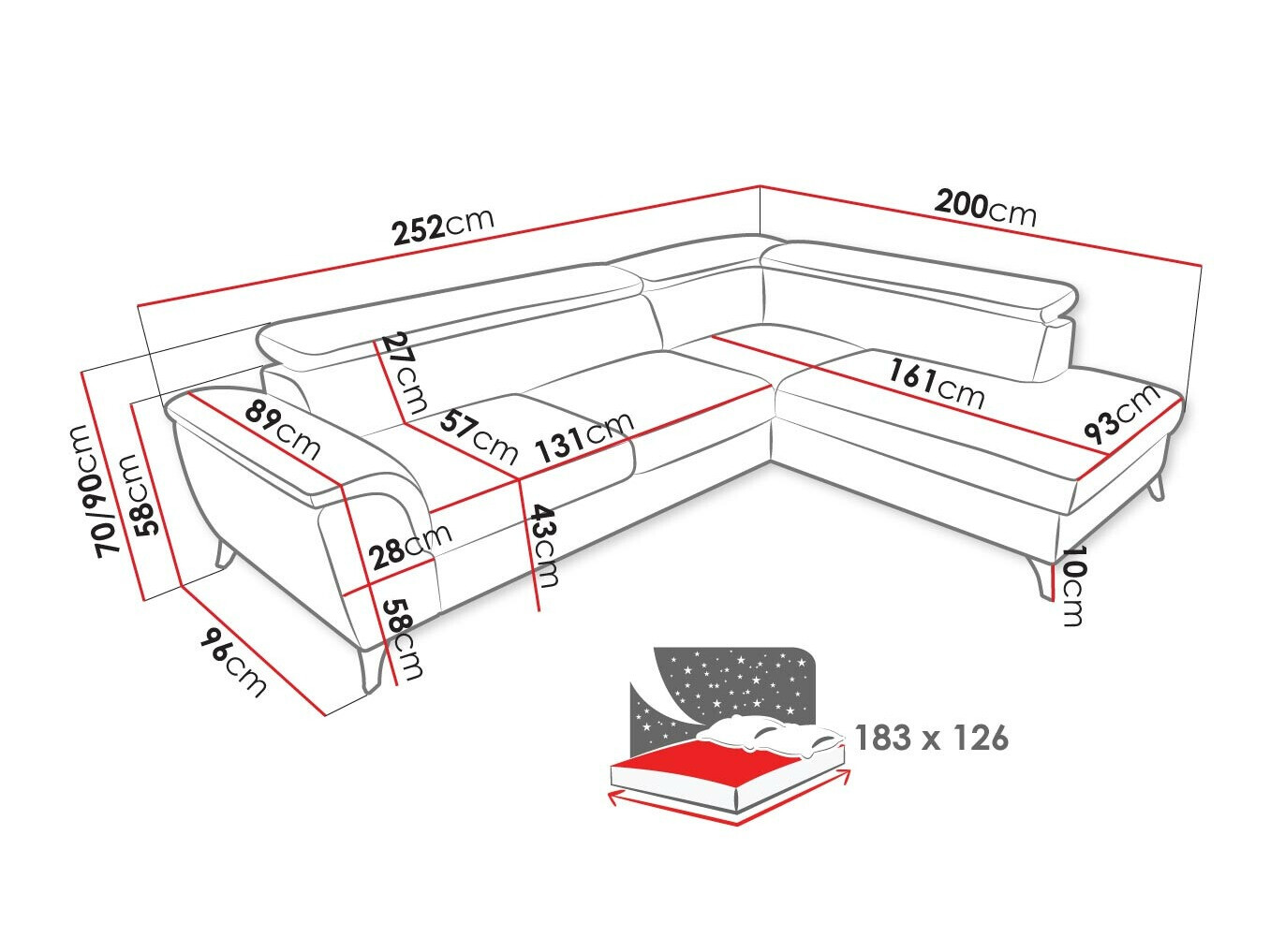 Canapé d'angle Lincoln 178 (Zetta 305)