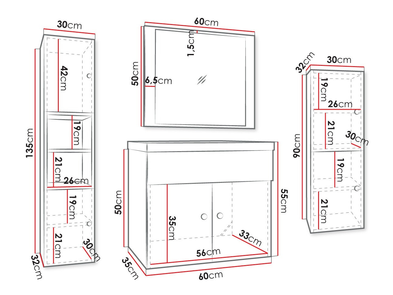 Ensemble de salle de bain Hartford J104 (Blanc)