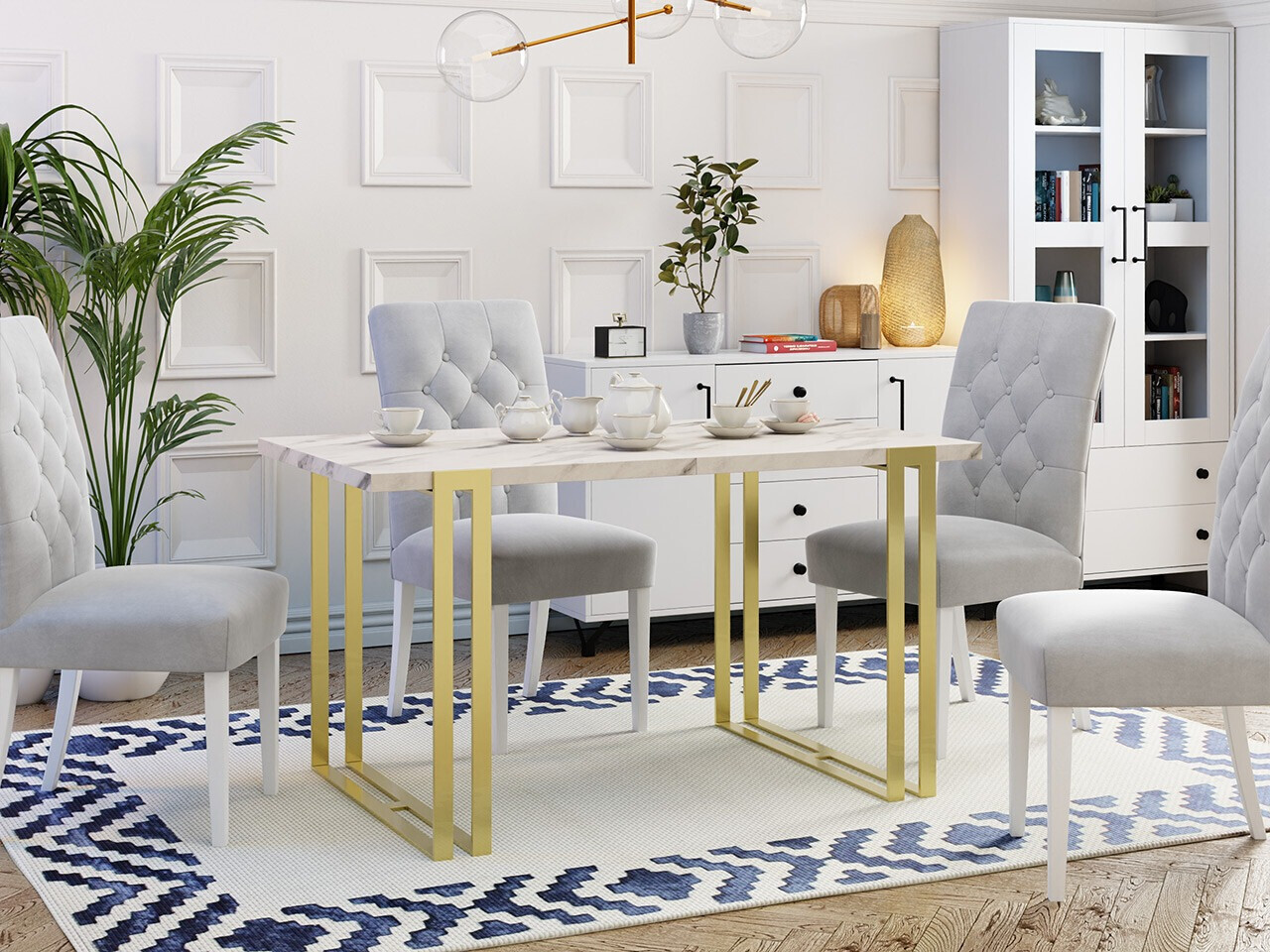 Table Comfivo Sors (Blanc Marmuro + Doré)
