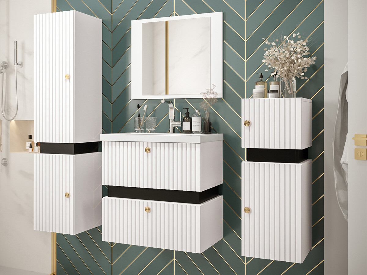 Armoire de toilette murale Hartford K100 (Blanc + Noir)