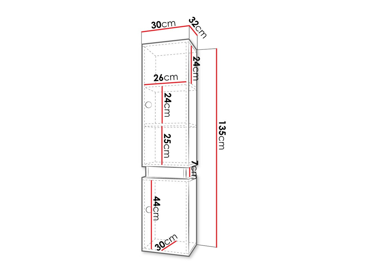 Armoire de toilette murale Hartford K100 (Blanc + Noir)