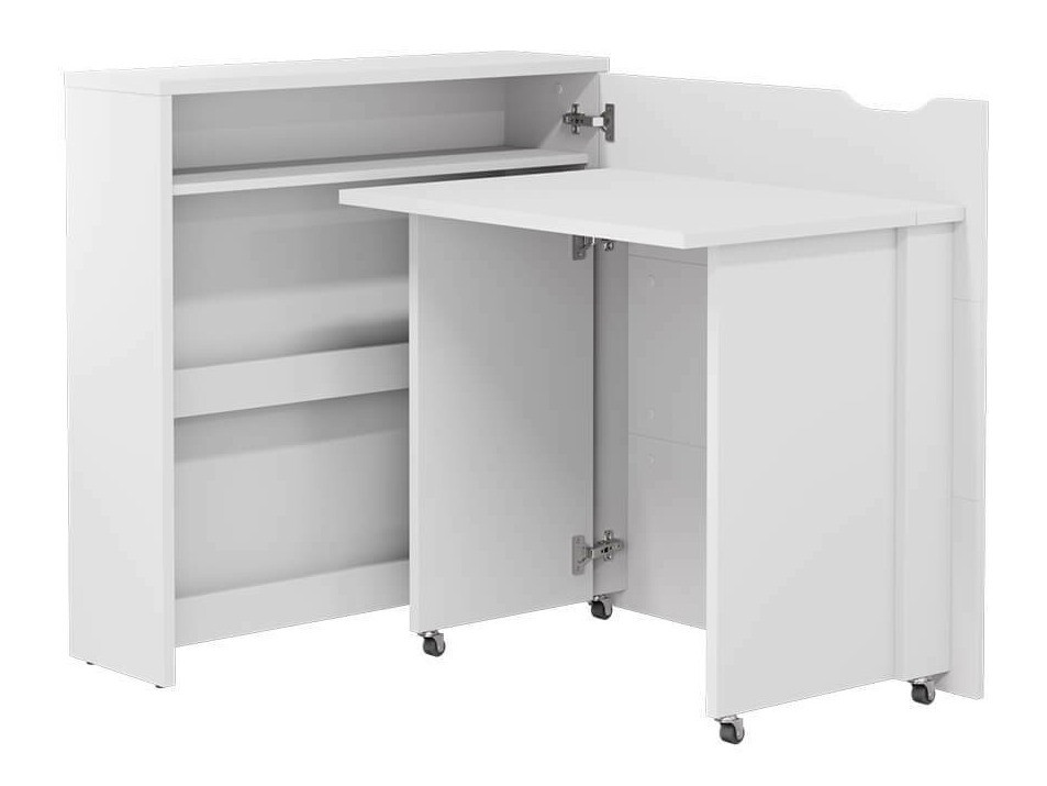 Bureau d'angle Concept Lenart II (Blanc + Blanc brillant)