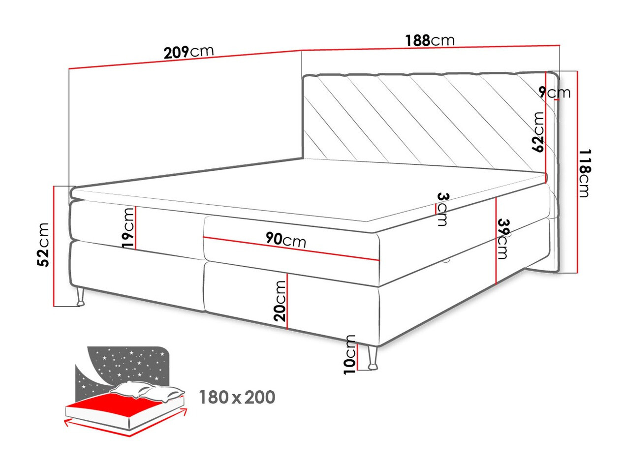 Lit boxspring ComfiDream Onaona (Fresh 13)