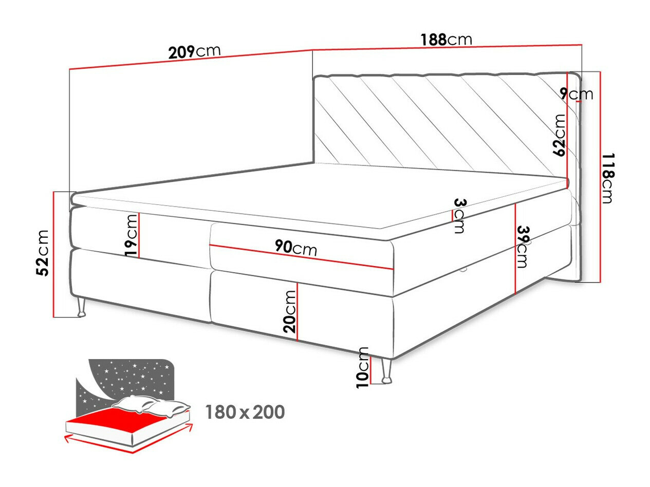 Lit boxspring ComfiDream Onaona (Fresh 1)