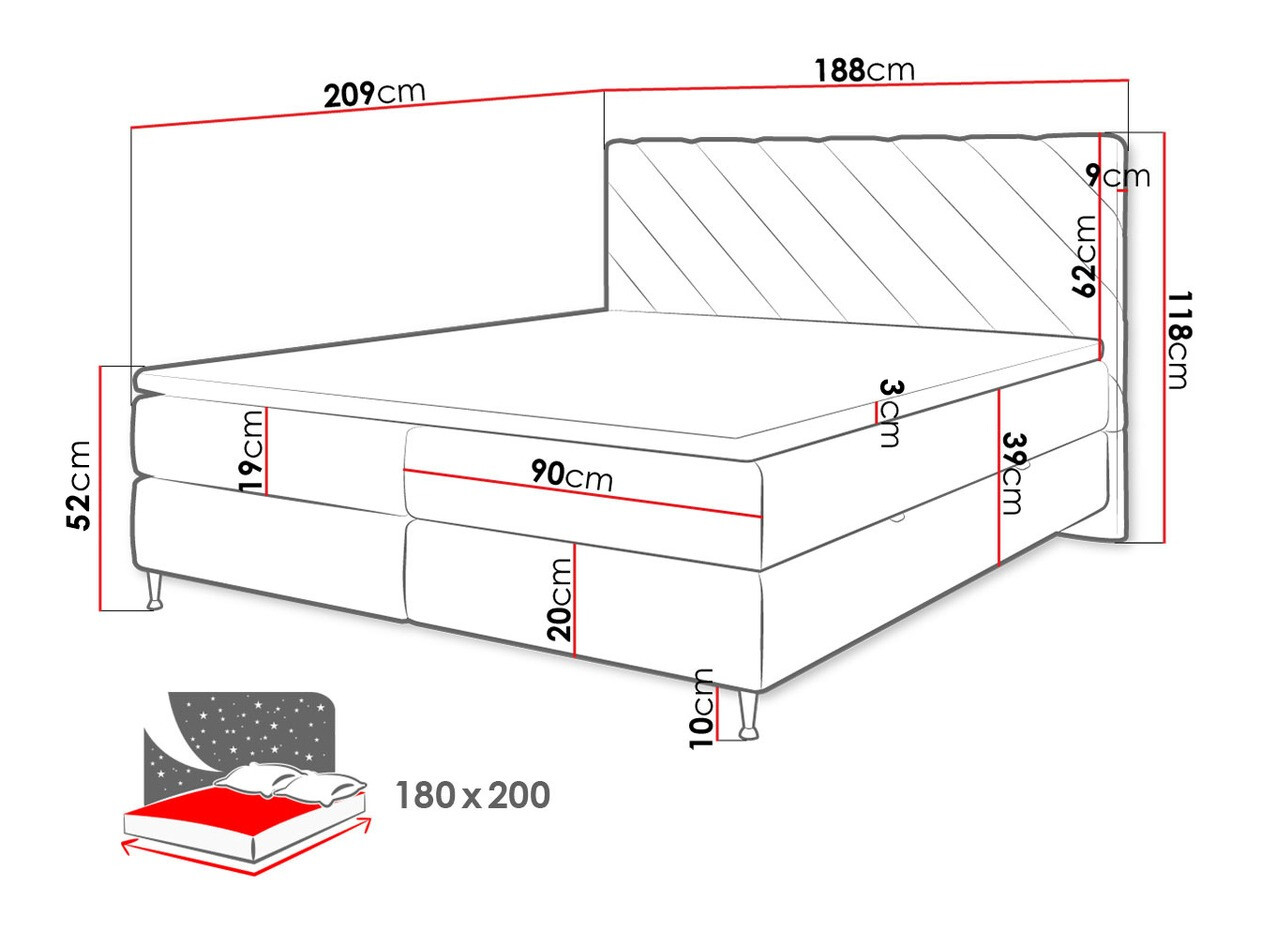 Lit boxspring ComfiDream Onaona (Fresh 32)