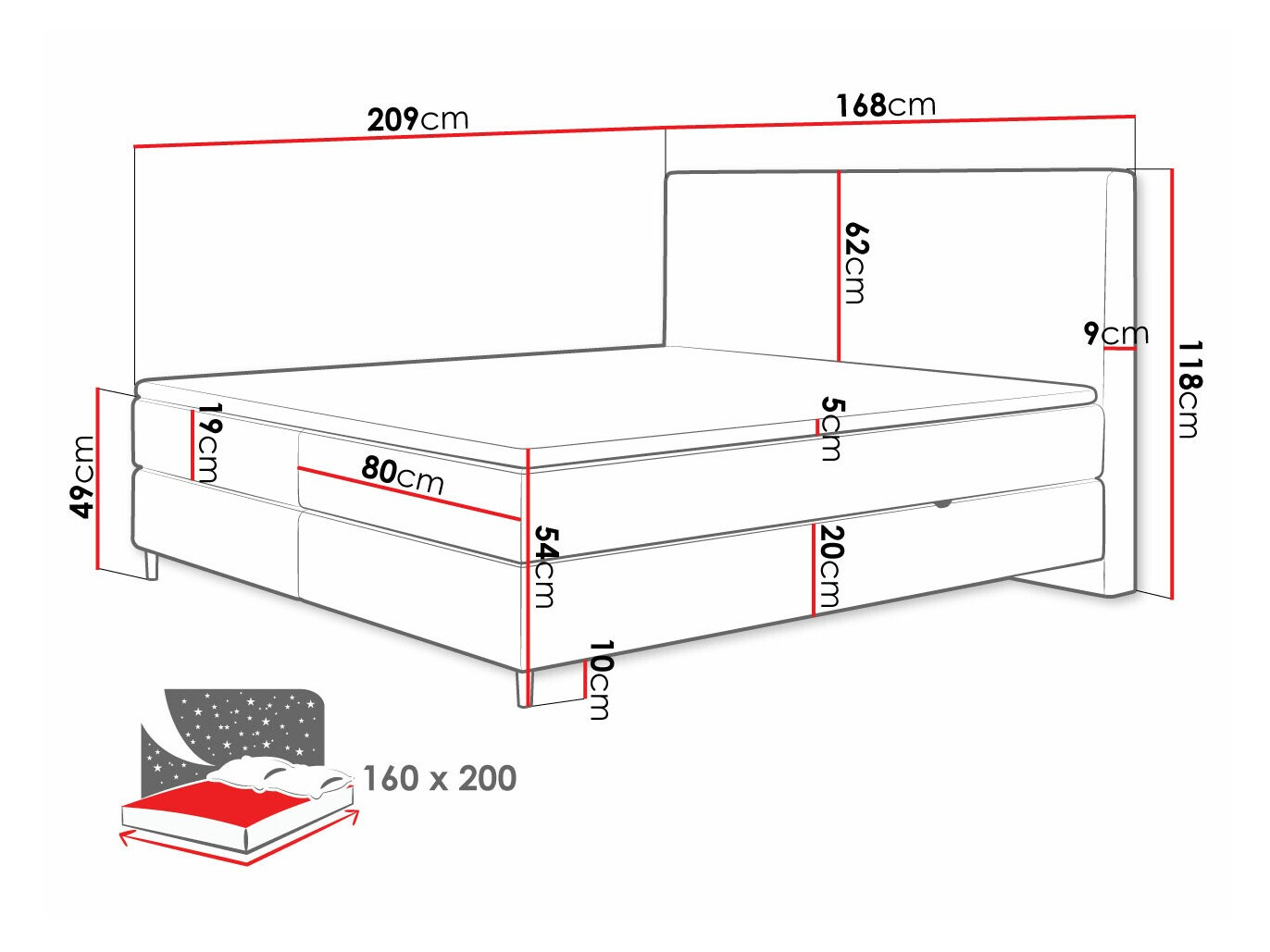 Lit boxspring ComfiDream Miraara (Poso 05 + Kronos 05)