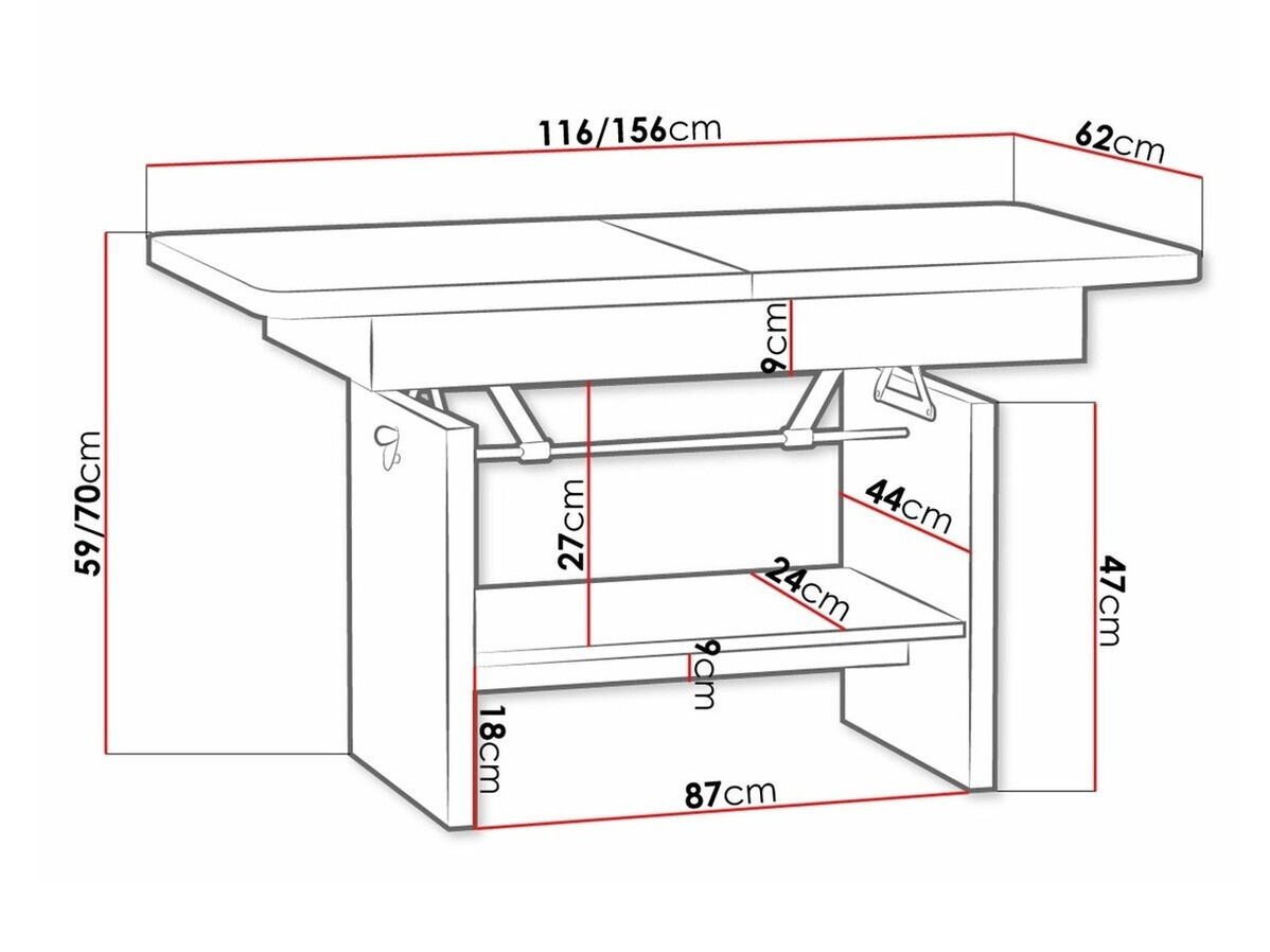 Table basse transformable Stanton 108 (Sonoma chêne)
