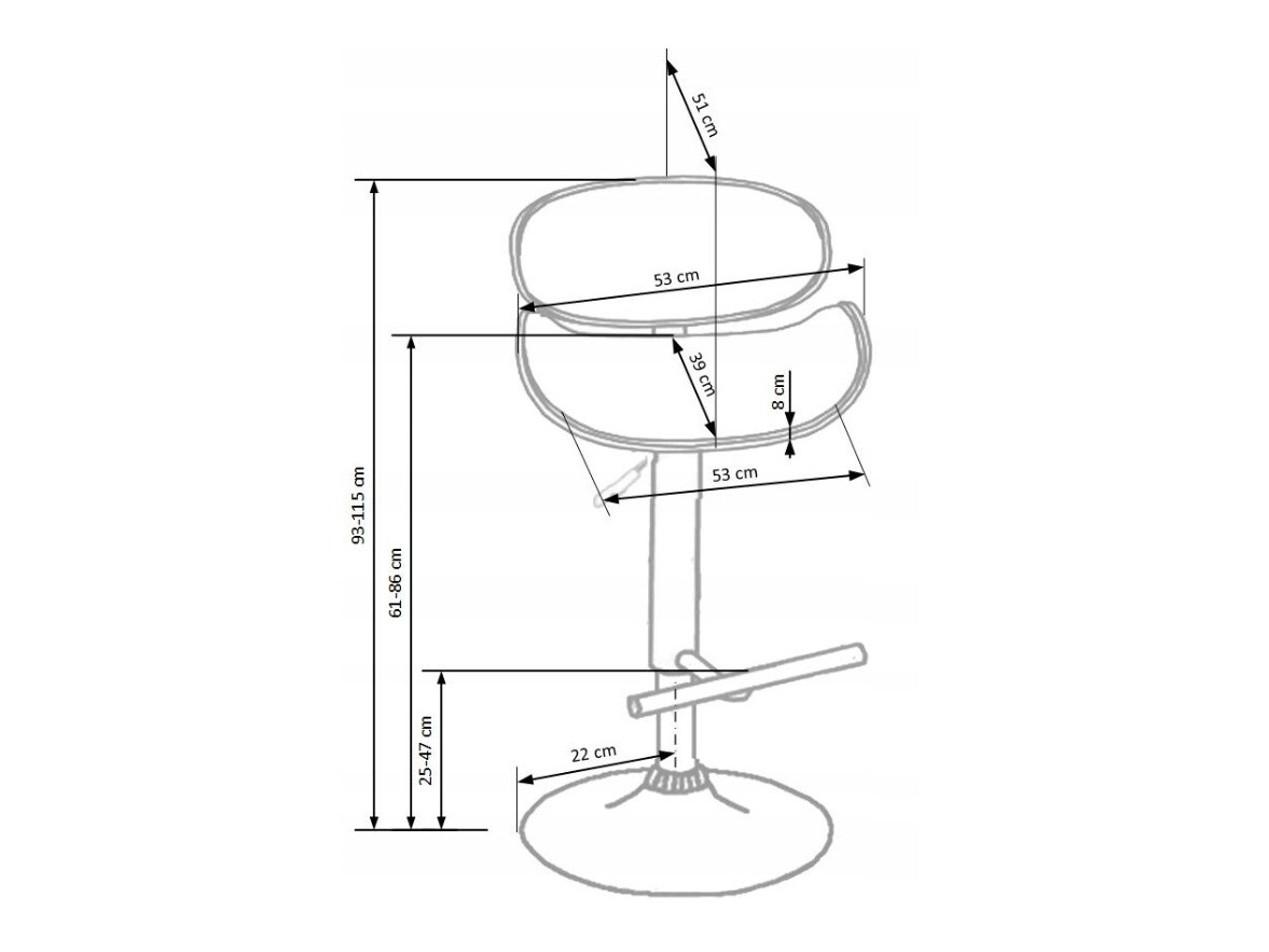 Chaise de bar mi-hauteur Houston 517 (Noix + Crème + Argent)