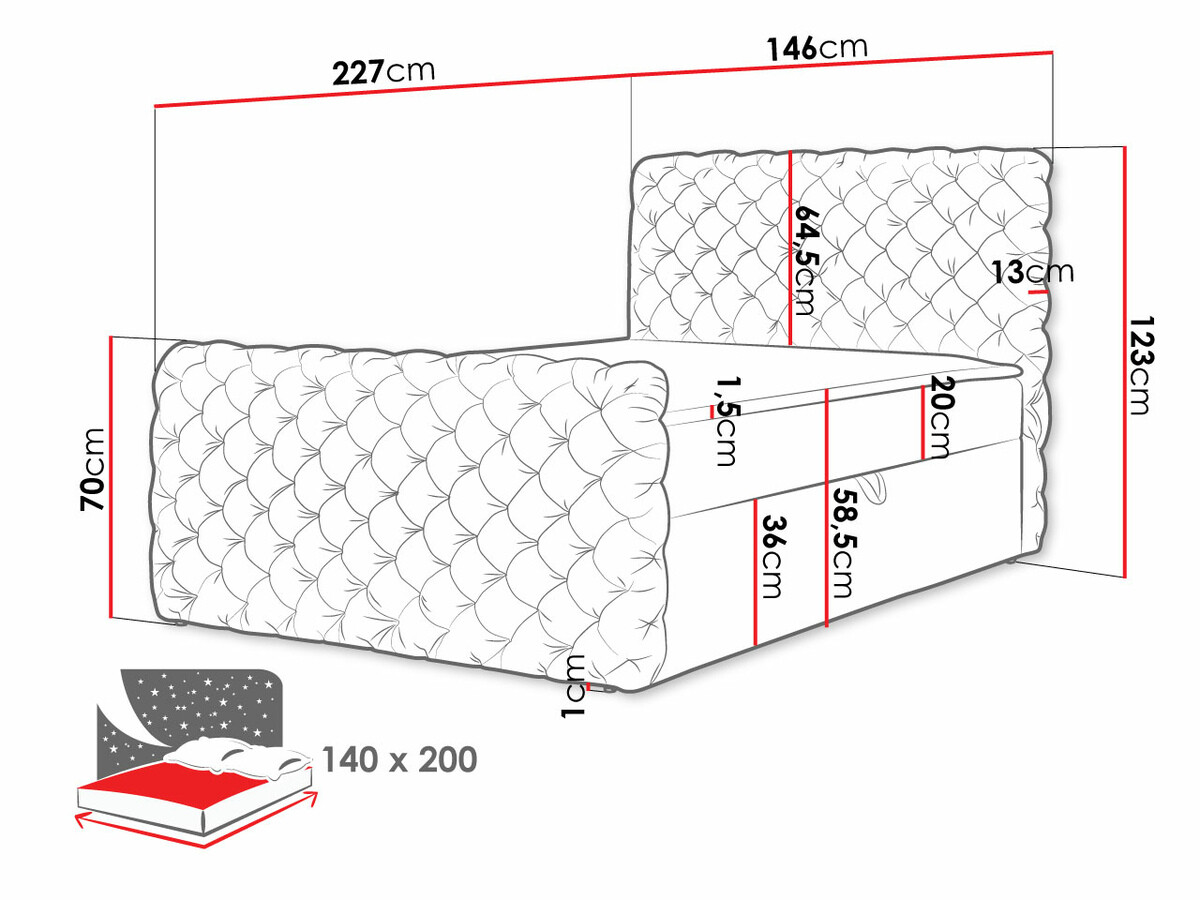 Lit boxspring Lac I (Velluto 20)