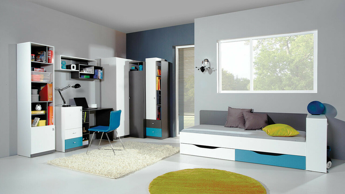 Armoire d'angle Omaha F113 (Graphite + Blanc)