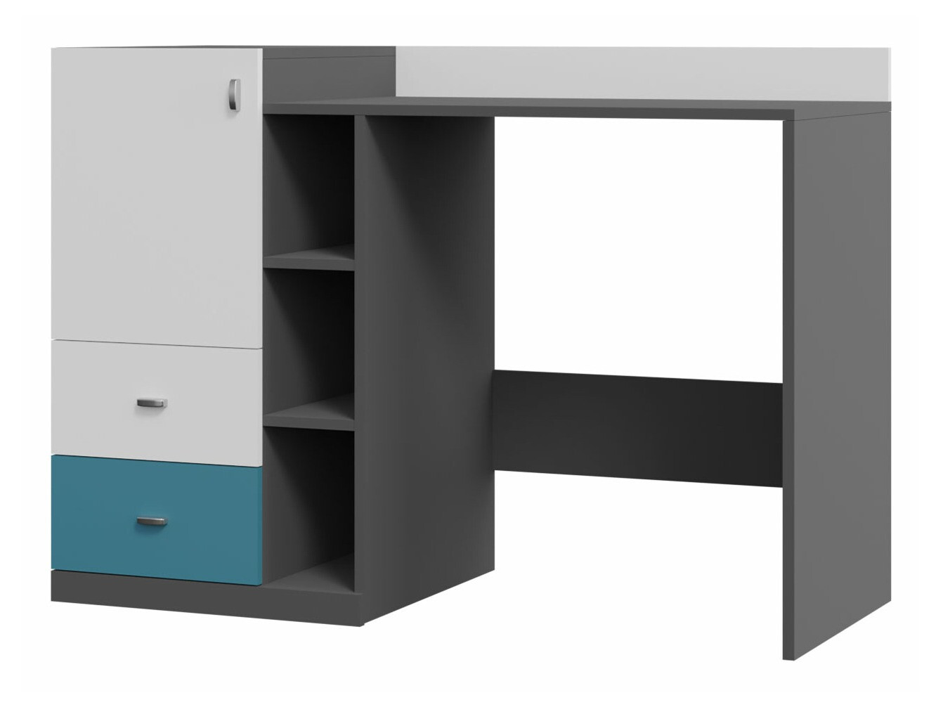 Bureau Omaha F120 (Graphite + Blanc + Turquoise)