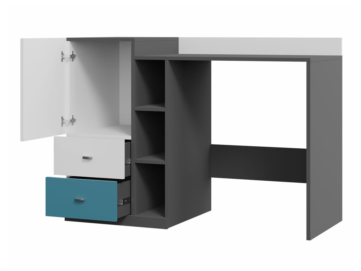 Bureau Omaha F120 (Graphite + Blanc + Turquoise)
