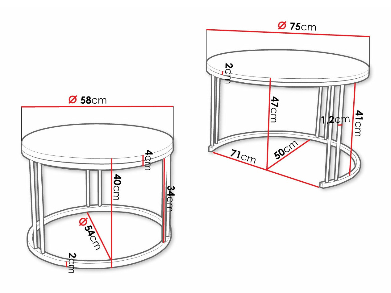 Ensemble tables basses Oswego 105 (Craft chêne + Noir)