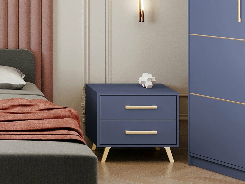Table de chevet Rosa (Bleu + Doré)