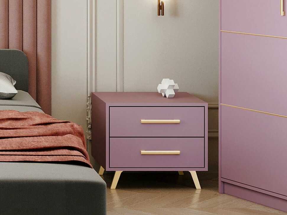 Table de chevet Rosa (Pourpre + Doré)