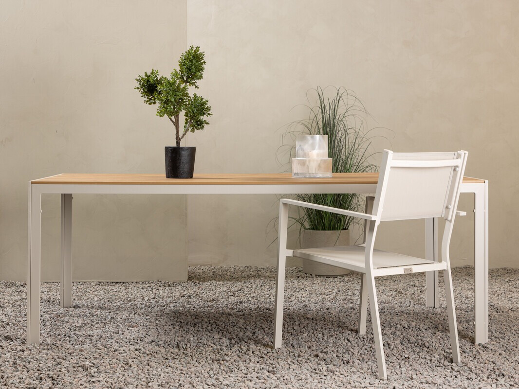 Table de jardin Dallas 3890 (Beige + Clair bois)