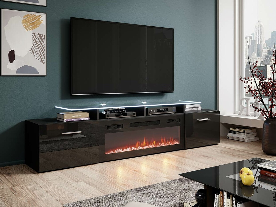 Meuble TV Numerus (Noir + Noir brillant)