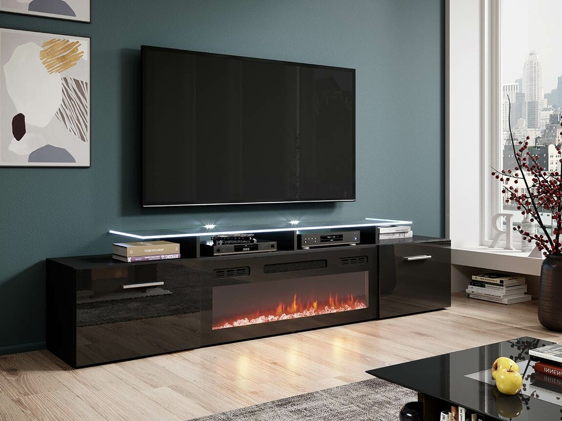 Meuble TV Numerus (Noir + Noir brillant)