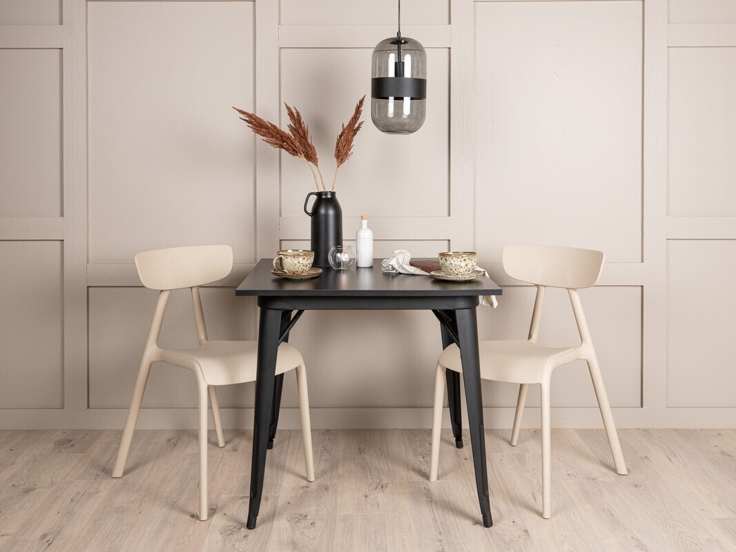 Salle à manger complète Dallas 3896 (Noir + Beige)