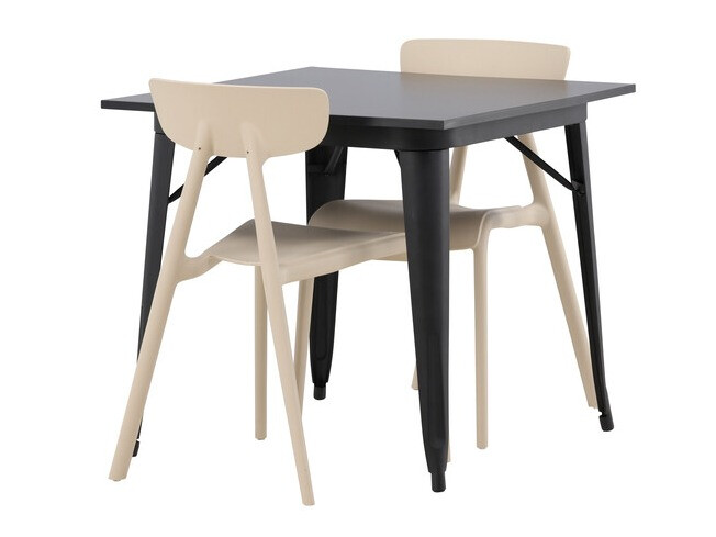 Salle à manger complète Dallas 3896 (Noir + Beige)